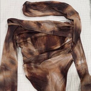 SHEIN Brown Tie-Dye Bodysuit